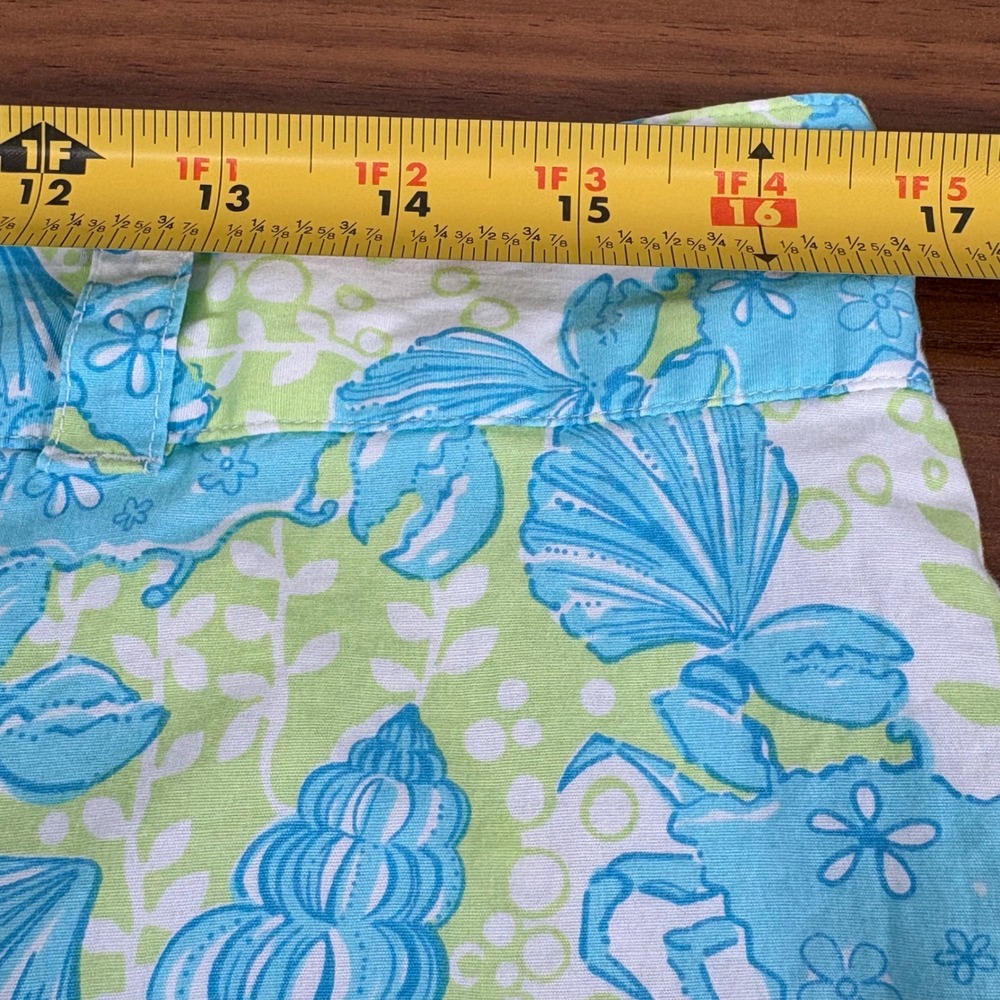 Lilly Pulitzer Womens Size 10 Capri Pants Crab Shell Print Cropped Blue White - Picture 9 of 13